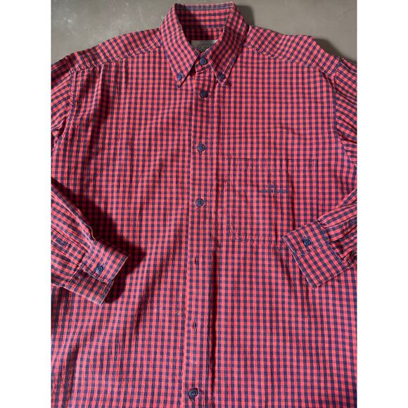 Armani jeans, red checkered men's long sleeve‎ shirt, size large - Picture 1 of 8